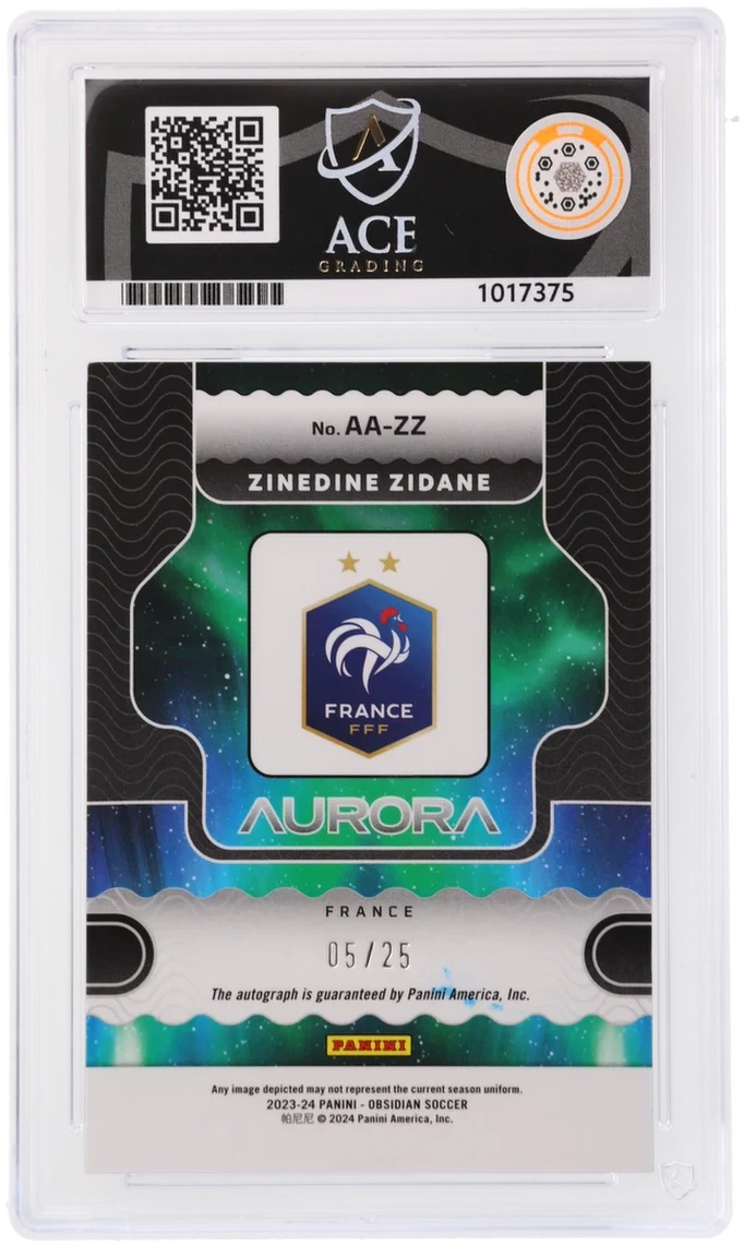 Panini Zinedine Zidane Electric Etch Orange Aurora Autographs 05/25 AA-ZZ 2023/24 Obsidian Soccer ACE 8 - Image 2