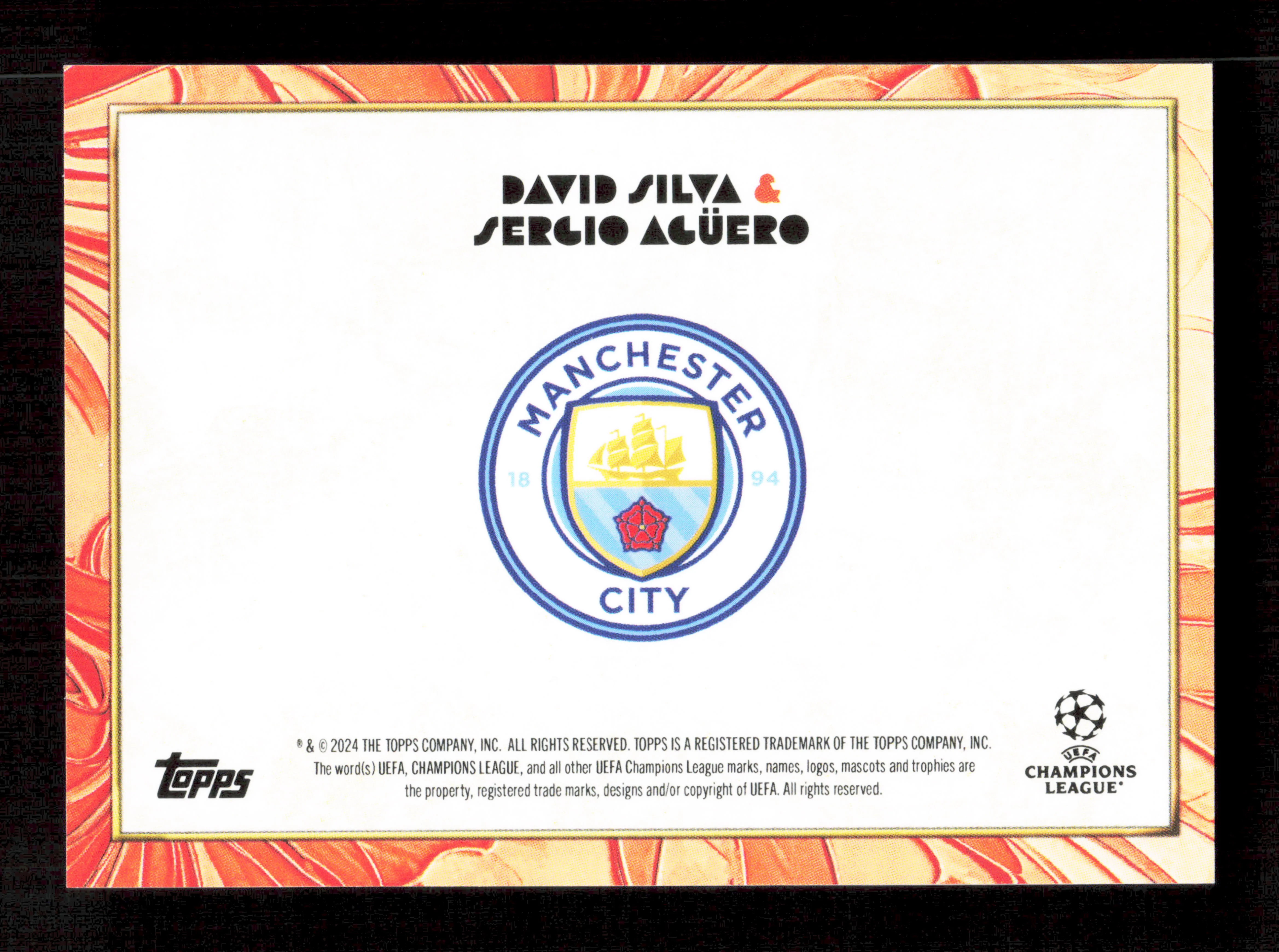 Topps David Silva & Sergio Aguero Red Dual Autograph Card /5 Deco UEFA Champions League 2024-25 - Image 2