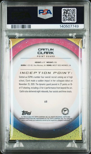 Topps Caitlin Clark Initiation Iowa #68 2022 Bowman U Inception PSA 10 - Image 2