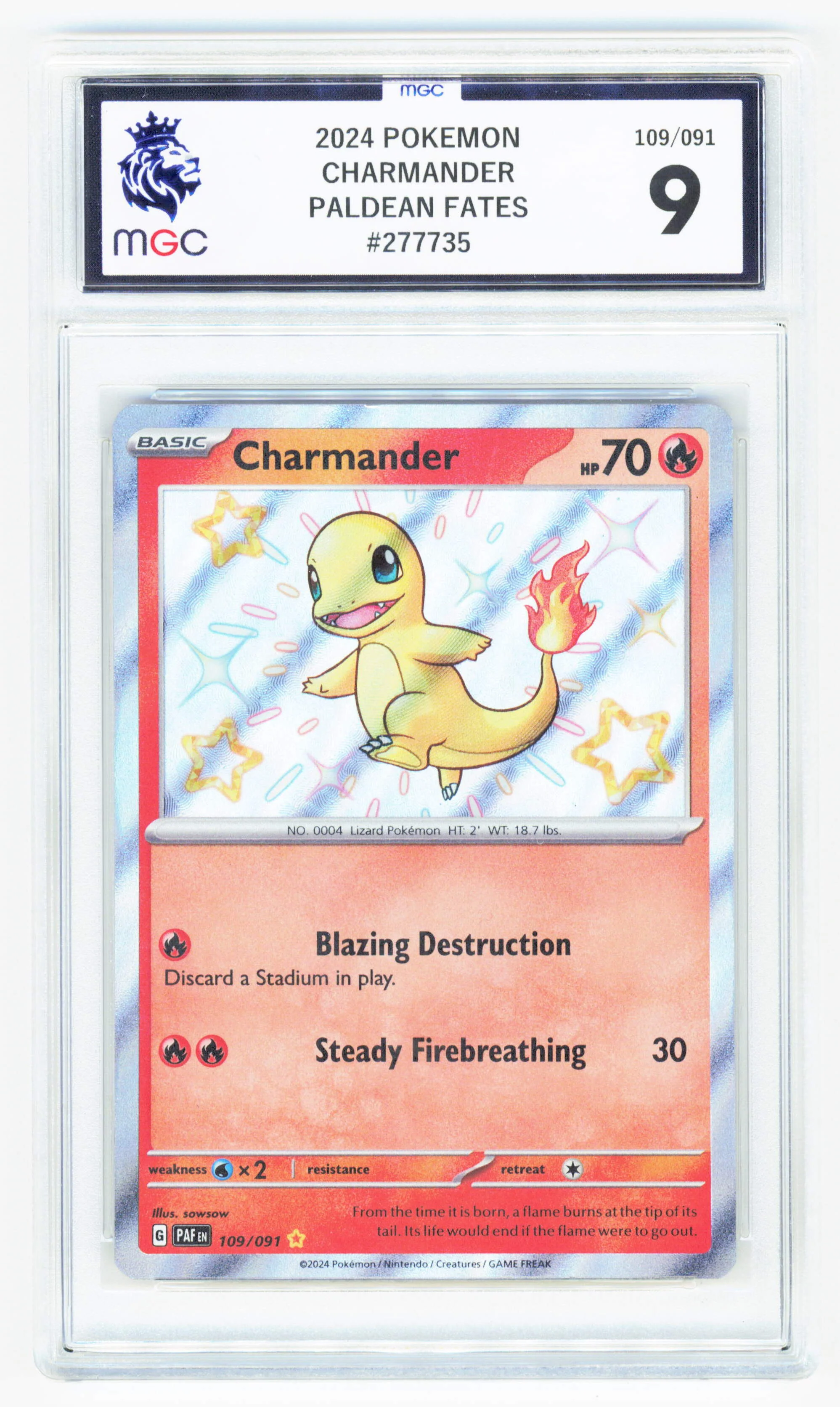Pokemon Charmander 109/091 Shiny Rare 2024 Paldean Fates MGC 9