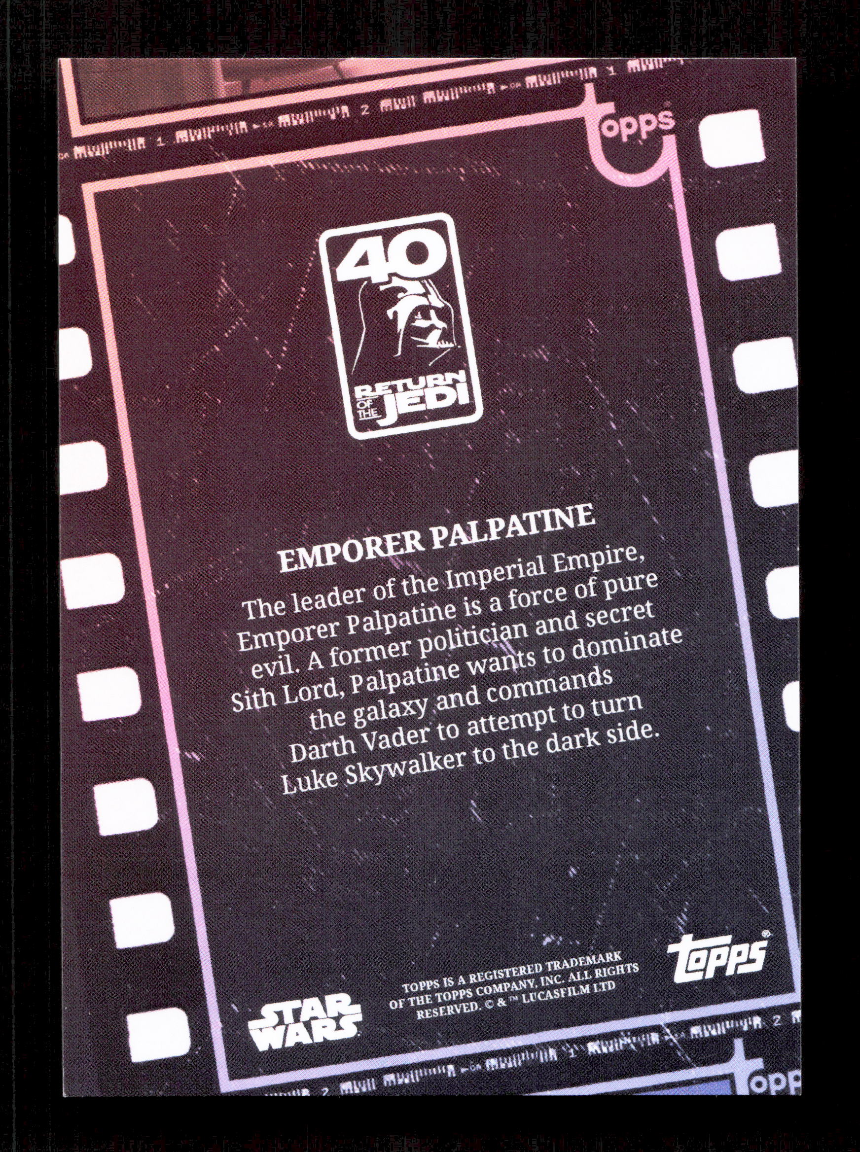 Topps Emporer Palpatine Parallel Card /25 Star Wars Return Of The Jedi 2023 - Image 2