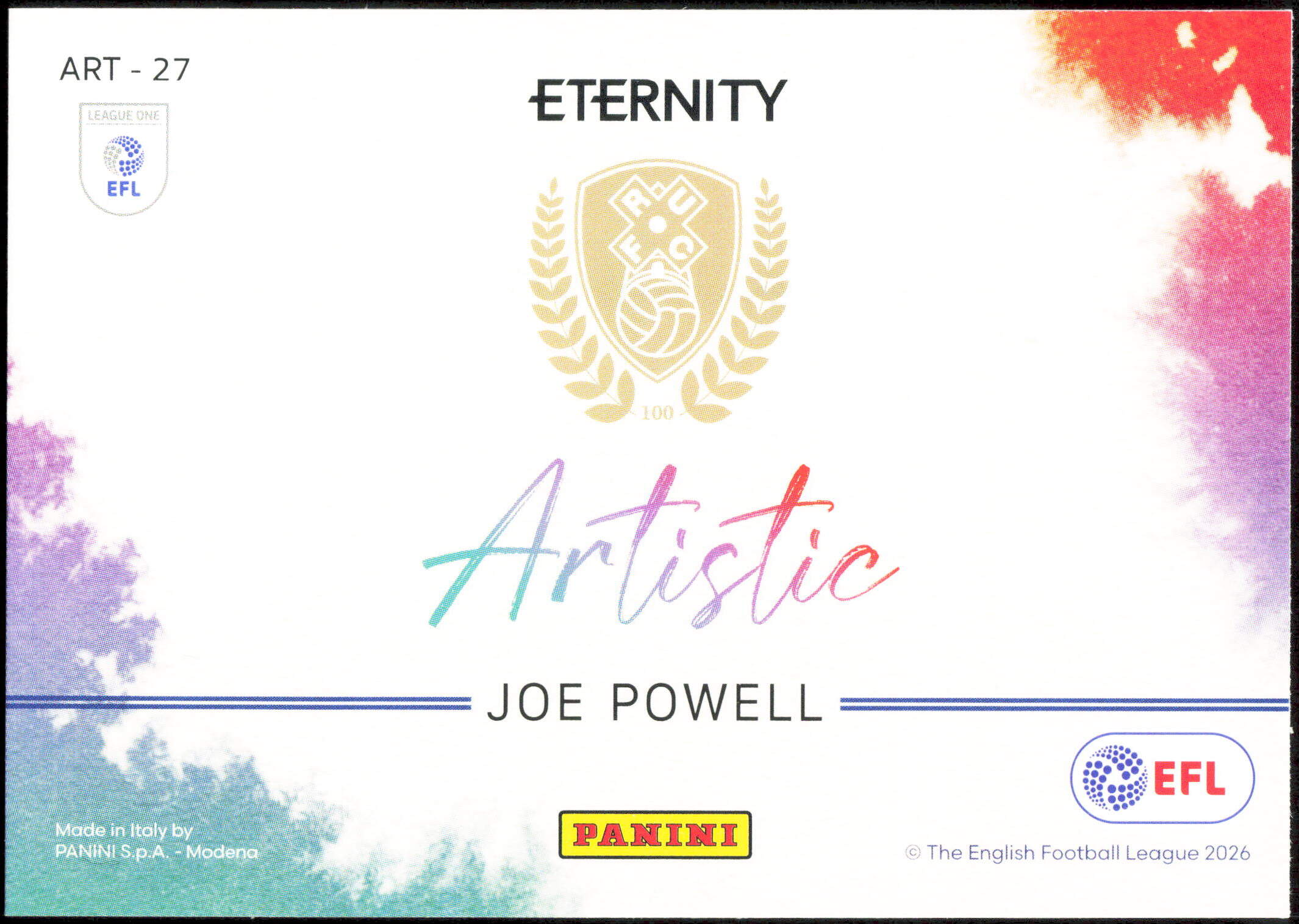 Panini Joe Powell Artistic 3/5 ART-27 Eternity 2026 - Image 2