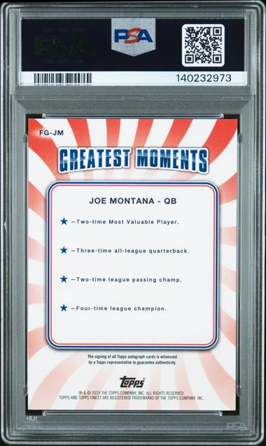 Topps Joe Montana Finest Greats 25/25 Black Geometric Autograph 2024 Finest NFL PSA 9 - Image 2