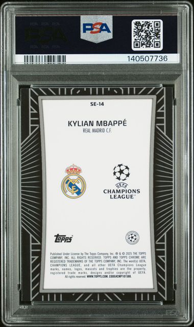 Topps Kylian Mbappe Shadow Etch 2024/25 Chrome UCC PSA 9 - Image 2