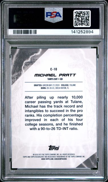 Topps Michael Pratt Conductors Lime Green Power Surge 09/15 RC 2024 Resurgence PSA 9 - Image 2