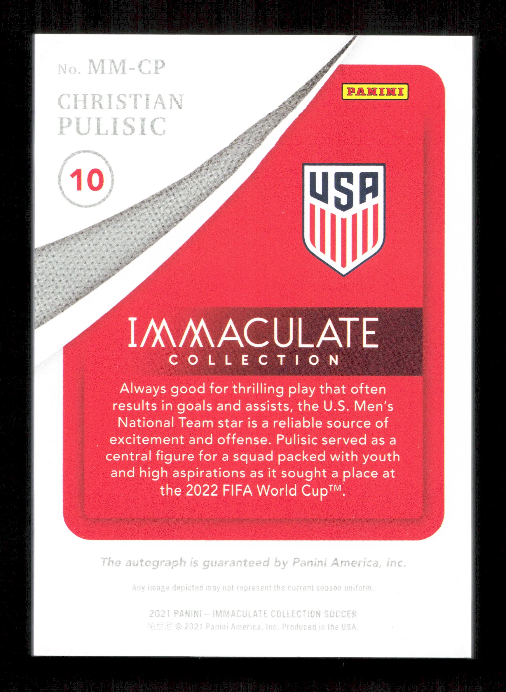 Panini Christian Pulisic Modern Marks Autograph Card /99 Panini Immaculate 2024 - Image 2
