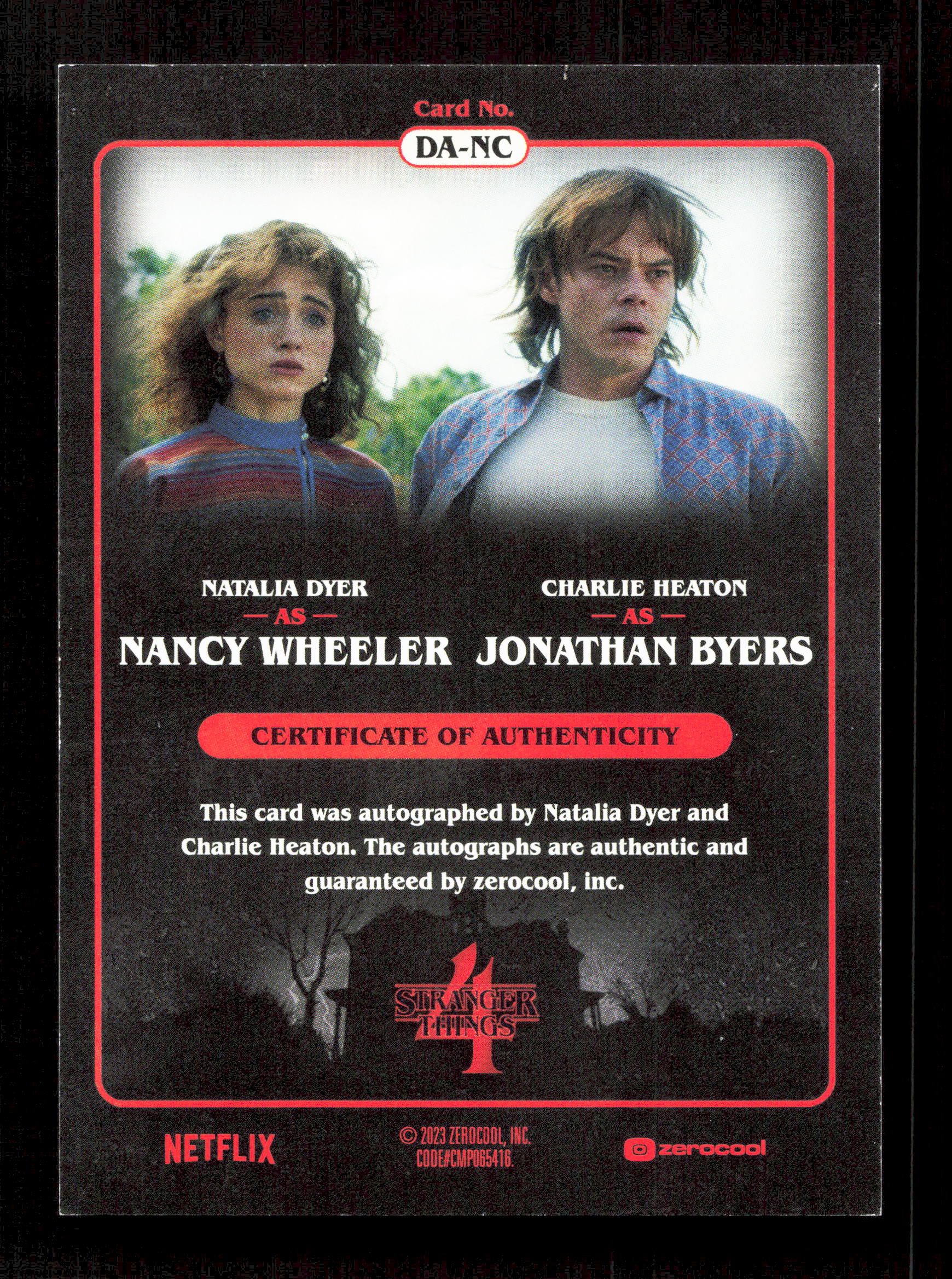 Zerocool Natalia Dyer as Nancy Wheeler & Charlie Heaton as Jonathan Byers Pink Dual Autograph Card /86 Stranger Things Season - Image 2