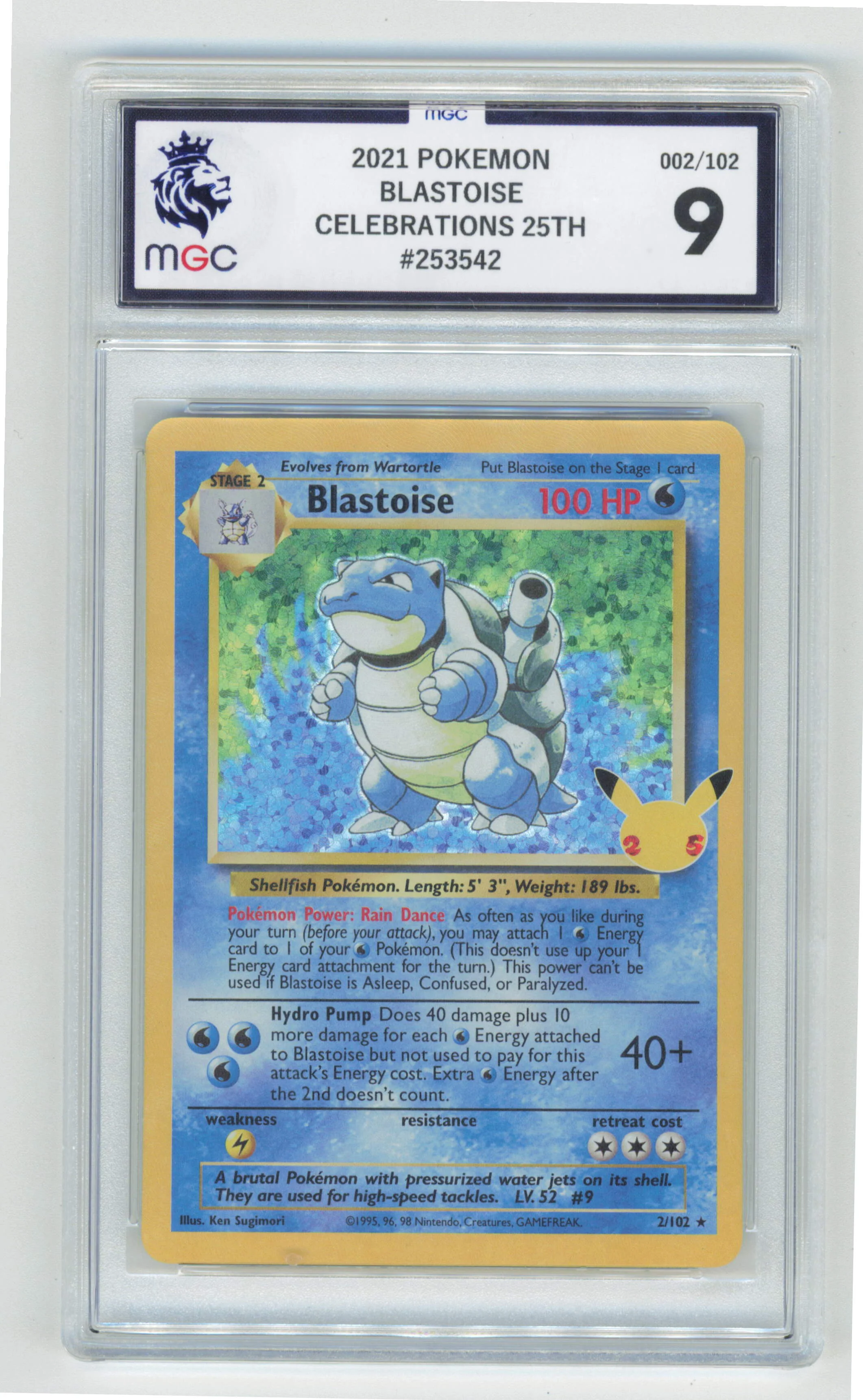 Pokemon Blastoise 2/102 Holo 2021 Celebrations MGC 9