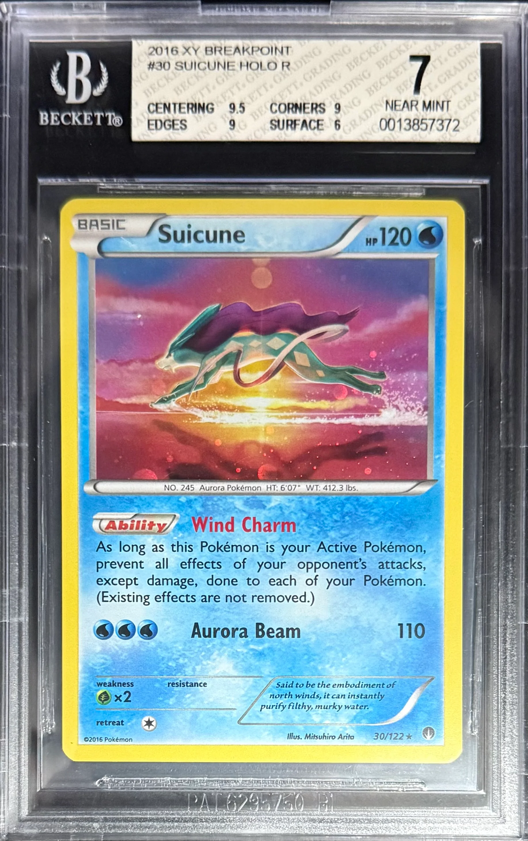 Pokemon Suicune 30/122 Holo Pokemon XY Breakpoints 2016 Beckett BGS 7