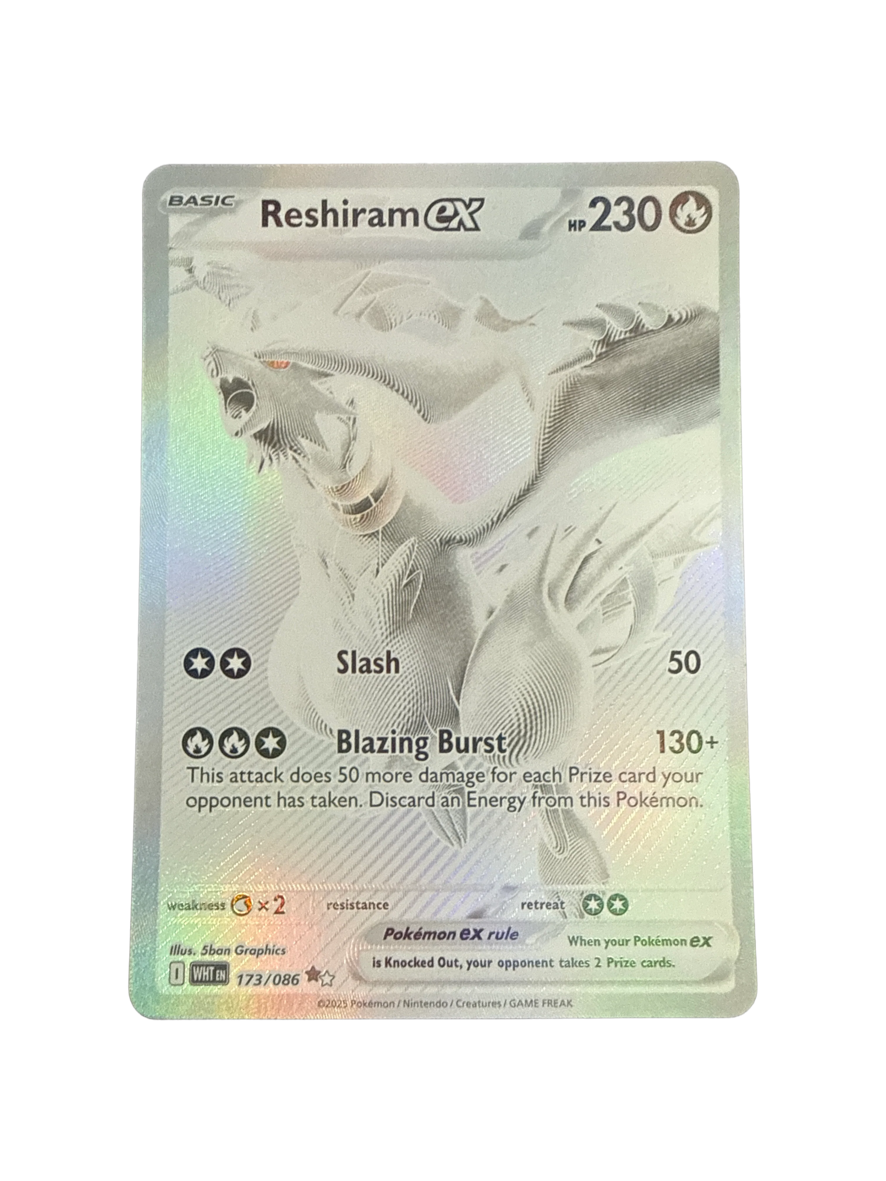 Pokemon Reshiram EX 173/086 Black White Rare 2025 White Flare