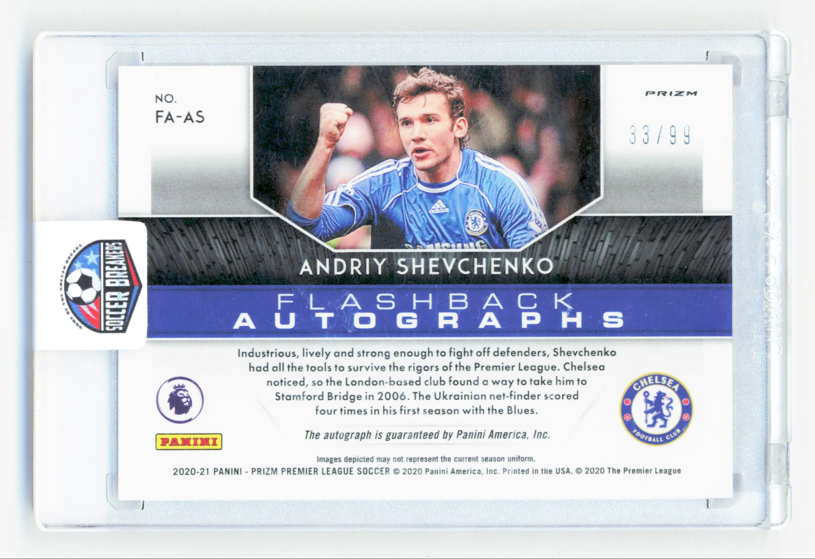 Panini Andriy shevchenko Purple Flashback Autograph Prizm /99 Panini Prizm Premier League 2020-21 - Image 2