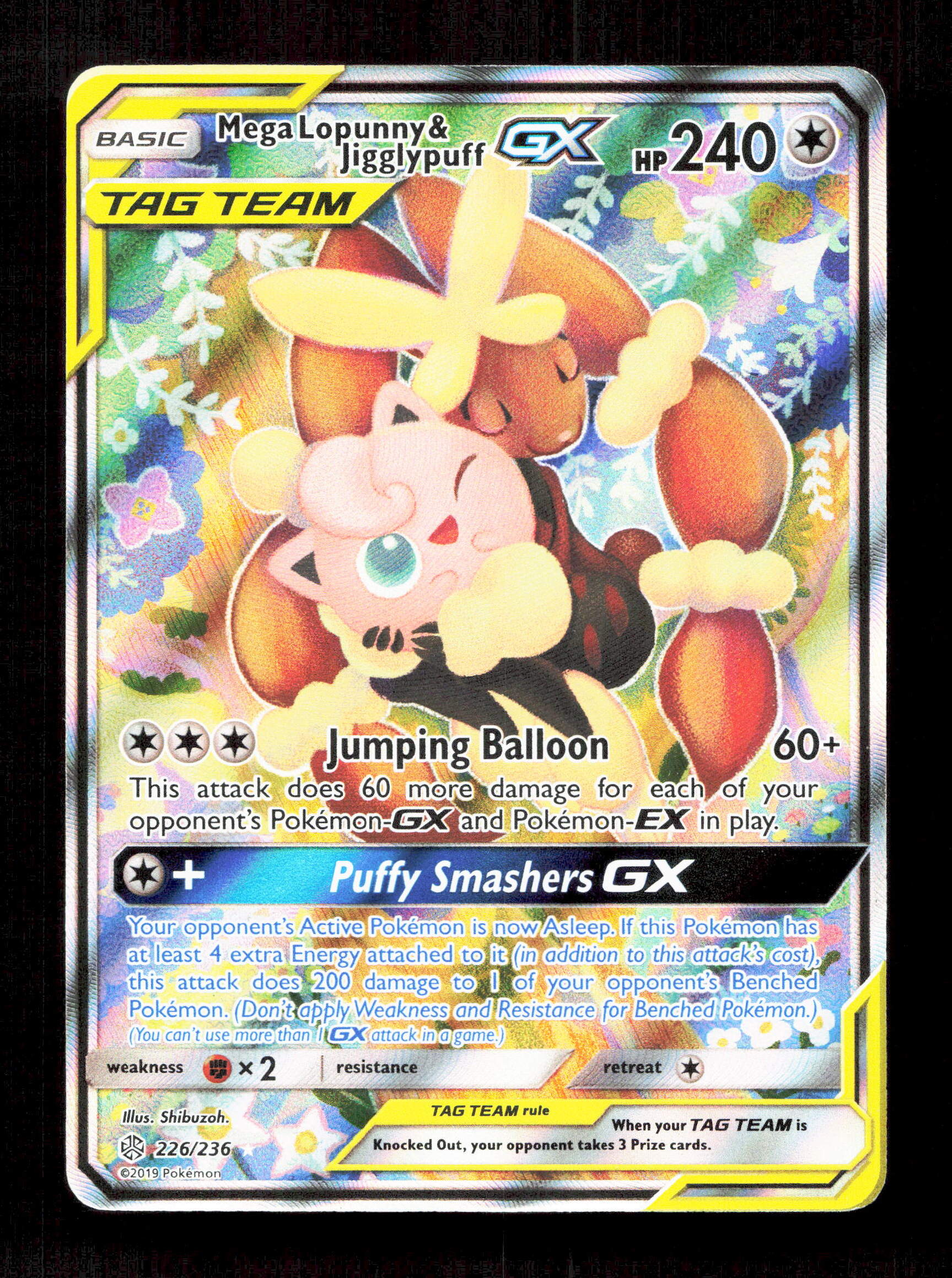 Pokemon Mega Lopunny & Jigglypuff GX Tag Team Alternate Full Art 226/236 2019 Cosmic Eclipse