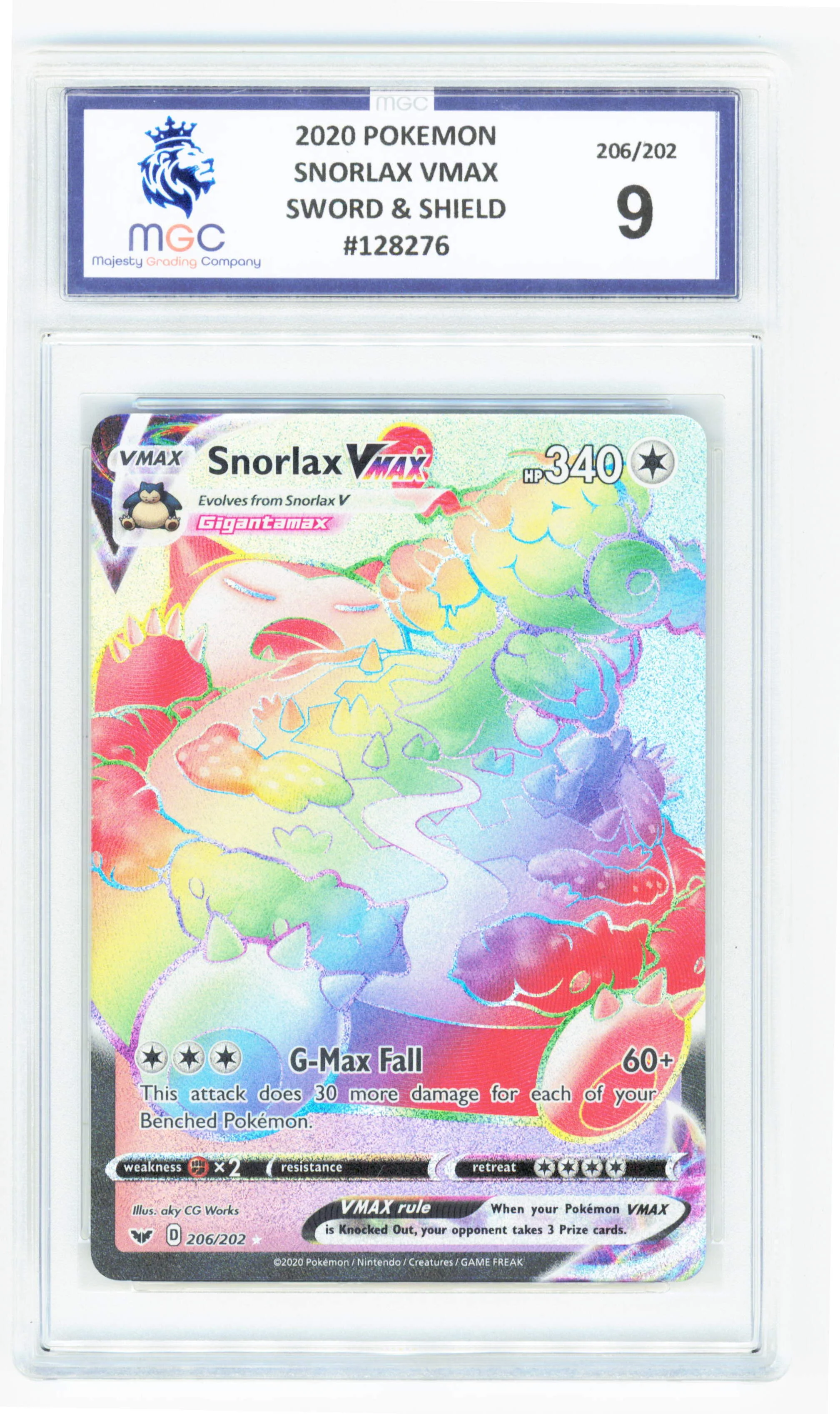 Pokemon Snorlax VMAX 206/202 Full Art 2020 Sword & Shield MGC 9