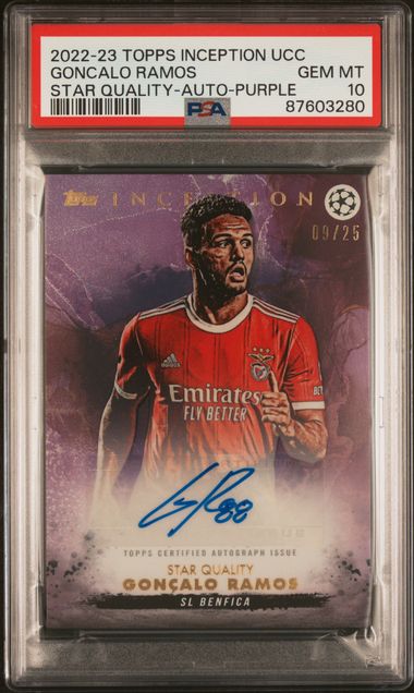 Topps Goncalo Ramos Rainbow Set Gold 1/1 PSA9,Orange /5 PSA9 ,Red /10 PSA10 ,Purple /25 PSA10 ,Blue /49 PSA10 ,Green /99 PSA10, Star Quality Autograph Card Inception UCC 2022-23 - Image 5