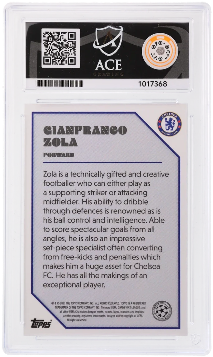 Topps Gianfranco Zola Autograph 09/49 Blue 2020/21 The Lost Rookies ACE 9 - Image 2
