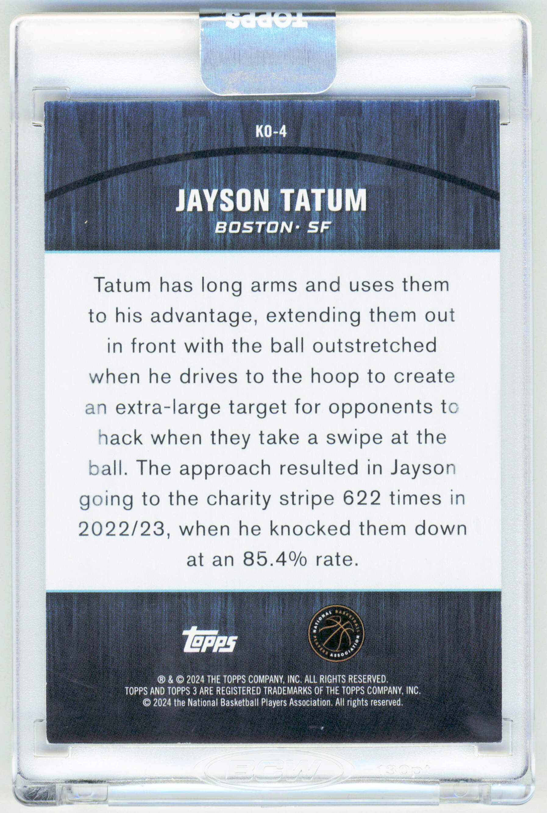 Topps Jayson Tatum 05/15 Blue Knockout K0-4 2024 Three Basketball - Image 2