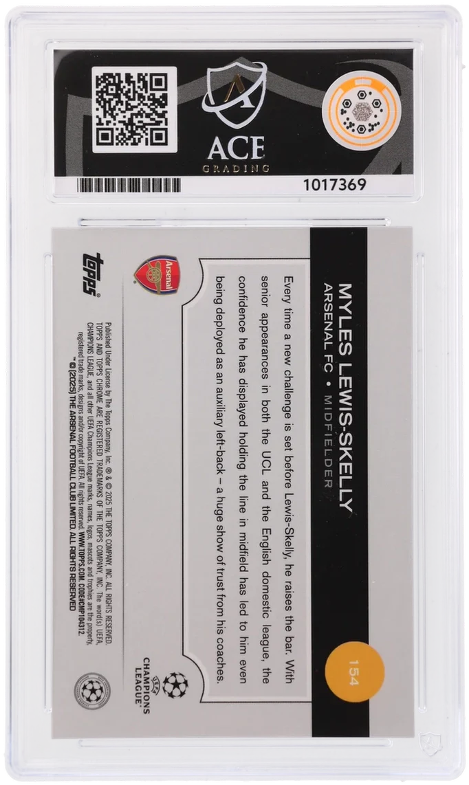 Topps Myles Lewis-Skelly Black Starball 04/10 #154 2024/25 Chrome Logofractor UCC ACE 10 - Image 2