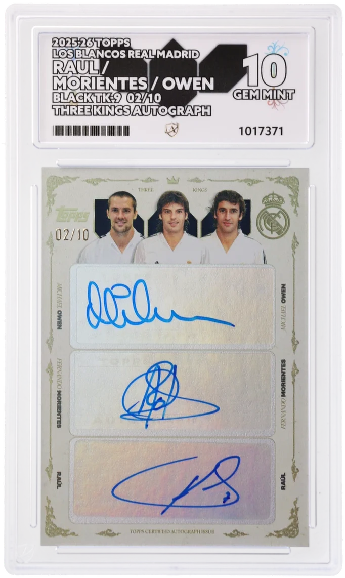 Topps Raul/Morientes/Owen Three Kings Autograph 02/10 TK-9 Los Blancos Real Madrid 2025/26 ACE 10