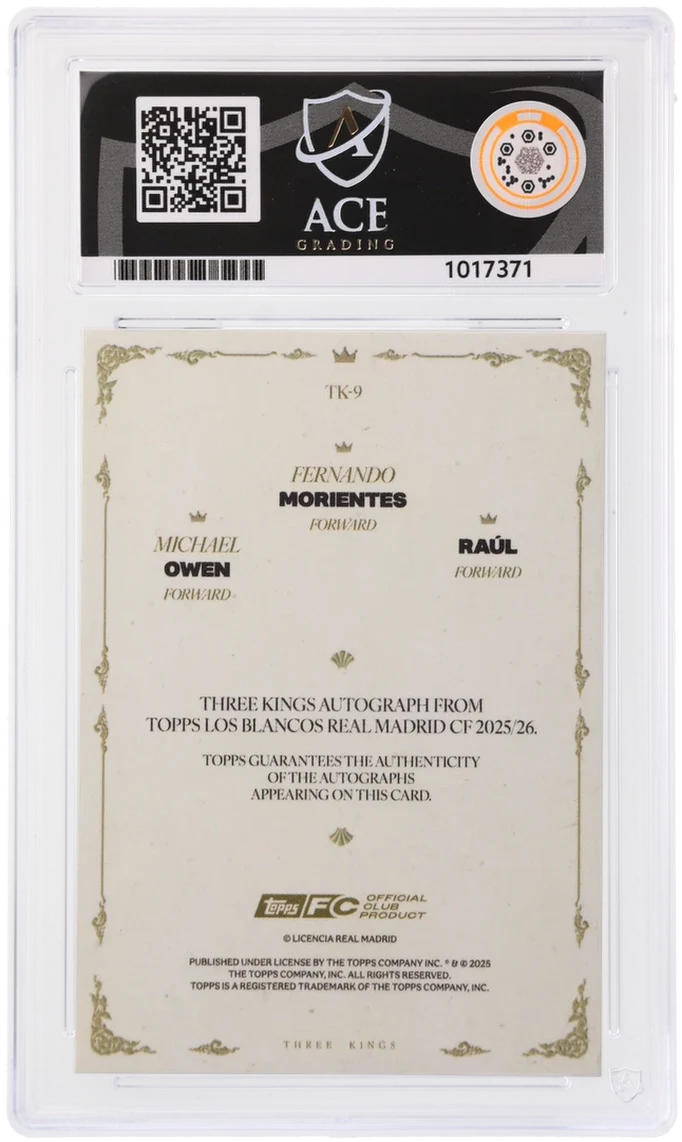Topps Raul/Morientes/Owen Three Kings Autograph 02/10 TK-9 Los Blancos Real Madrid 2025/26 ACE 10 - Image 2