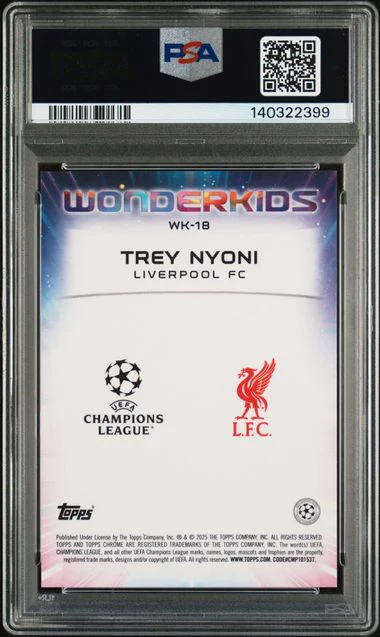 Topps Trey Nyoni 1/1 Wonderkids Starball Card RC Chrome UCC Logofractor 2024-25 PSA 7 - Image 2