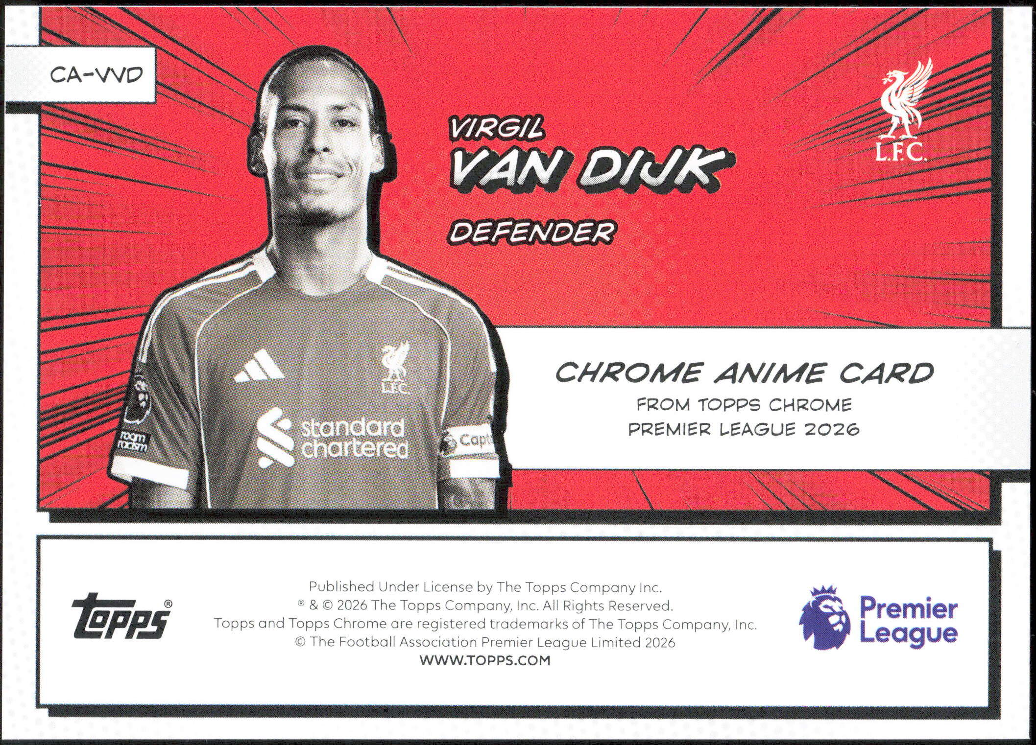 Topps Virgil Van Dijk Anime CA-VVD Chrome Premier League 2026 - Image 2