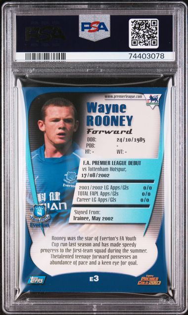 Topps Wayne Rooney #E3 2003 Premier Gold PSA 7 - Image 2