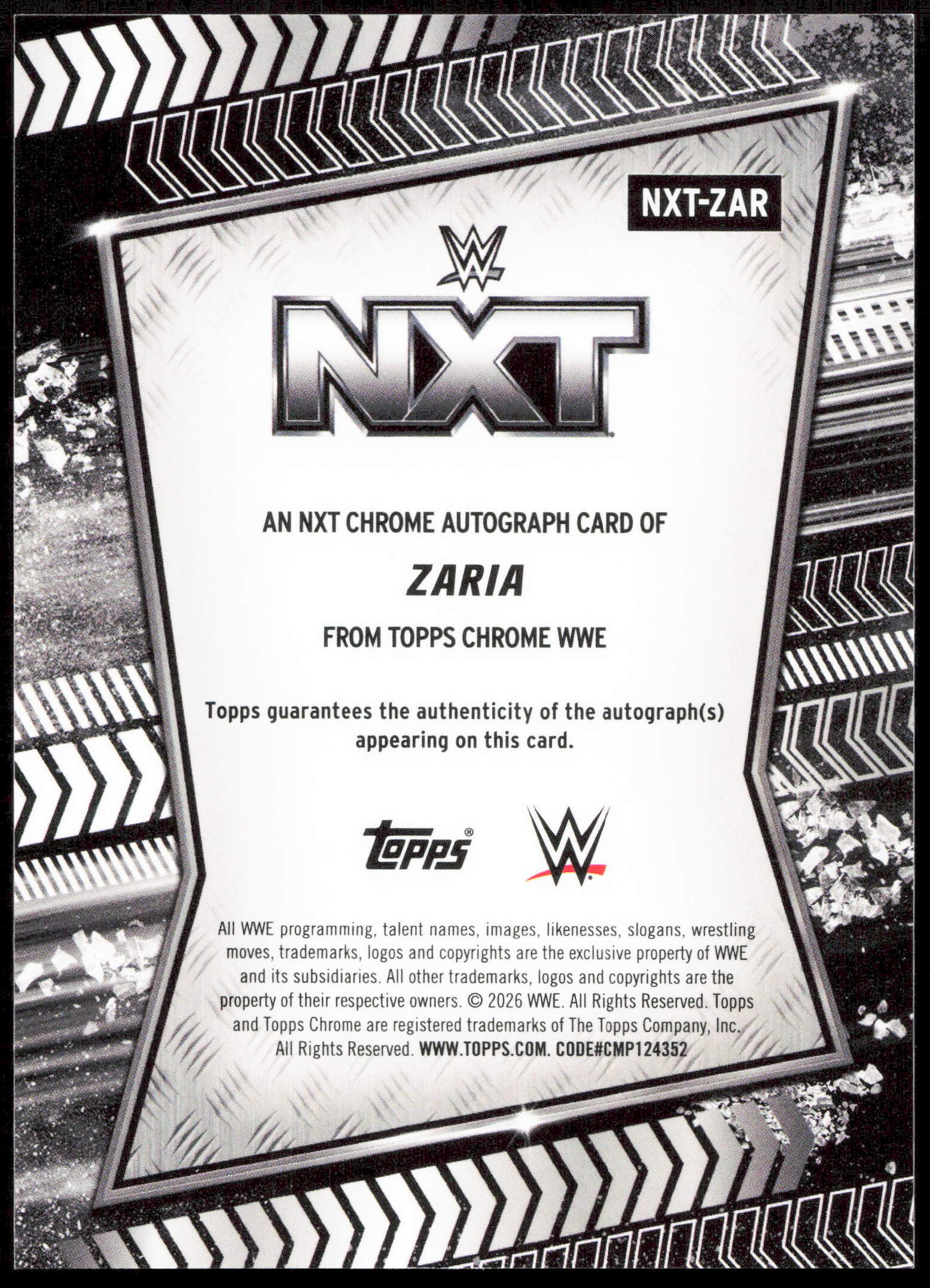 Topps Zaria Autograph 06/25 Orange Geometric NXT-ZAR 2026 Chrome WWE - Image 2
