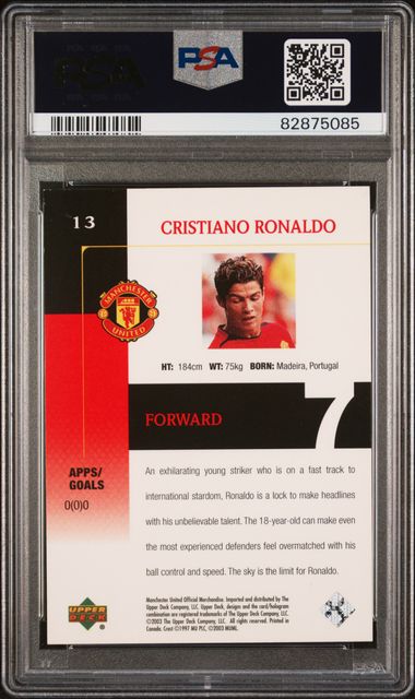 Upper Deck Cristiano Ronaldo #13 2003 Manchester United PSA 7 - Image 2