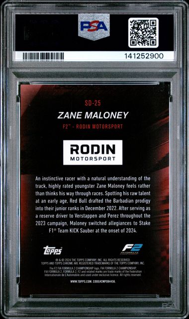 Topps Zane Maloney Speed Demon #SD-25 Orange 10/25 2024 Chrome Formula 1 Logofractor PSA 9 - Image 2